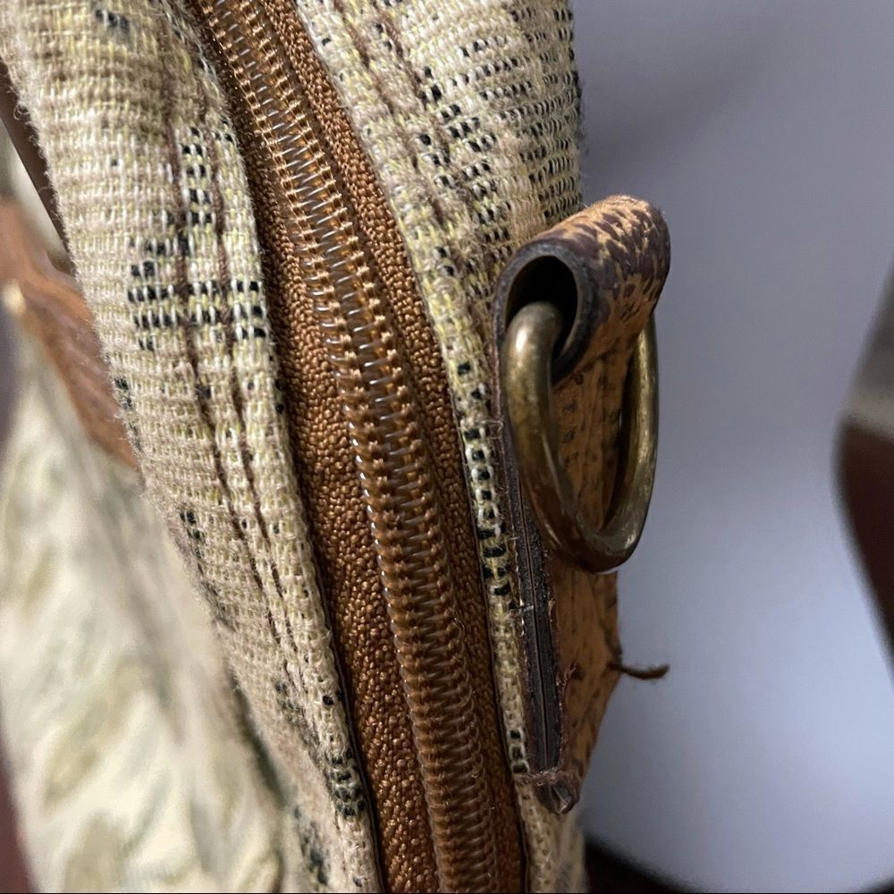 Vintage Verdi Tapestry Carryon Messenger Laptop Bag Cream Brown and Green Floral - Picture 6 of 16